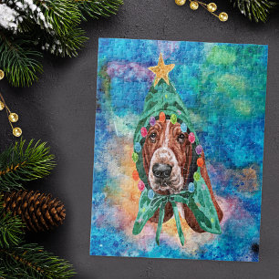 Basset Hound Breed Dog Christmas Jigsaw Puzzle