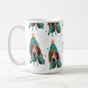 Basset Hound Breed Dog Pattern Stars Christmas Coffee Mug