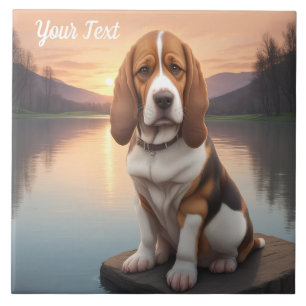 Basset Hound by Lake Ceramic Tile