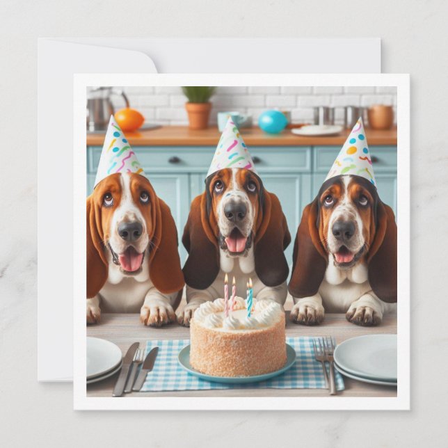 Basset Hound card, Basset Hound birthday  Invitation (Front)
