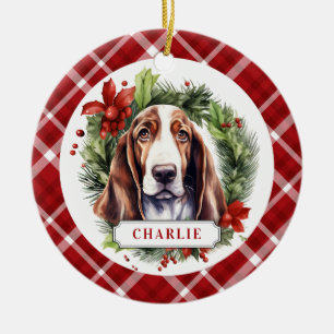 Basset Hound Ceramic Circle Ornament