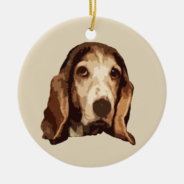 Basset Hound Ceramic Ornament (Front)