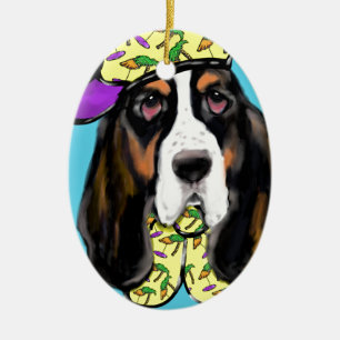 Basset Hound Ceramic Ornament