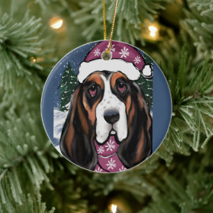 BASSET HOUND CERAMIC ORNAMENT