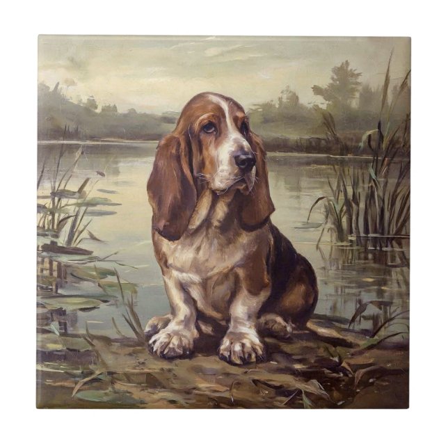 Basset Hound Ceramic Tile (Front)
