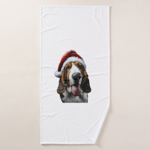 Basset Hound Christmas Bath Towel