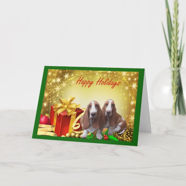 Basset Hound Christmas Card Gifts (Front)