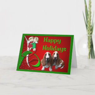 Basset Hound Christmas Card Little Angels
