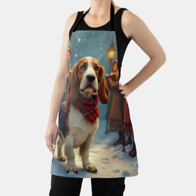 Basset Hound Christmas Carol Singers Painting Apron (Insitu)