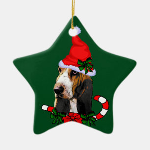 Basset Hound Christmas Ceramic Tree Decoration
