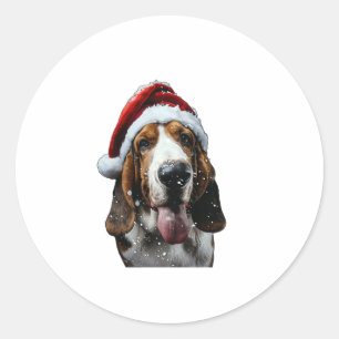 Basset Hound Christmas Classic Round Sticker