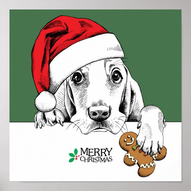 Basset Hound Christmas Cookie Poster (Front)