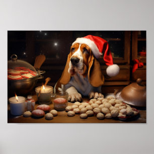 Basset Hound Christmas Cookies Festive Holiday Poster