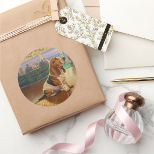 Basset Hound Christmas Cruise: Pawsome Holiday Classic Round Sticker