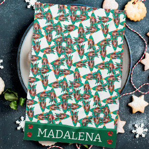 Basset Hound Christmas Dog Tea Towel