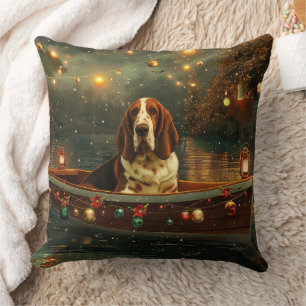 Basset Hound Christmas Festive Voyage Cushion