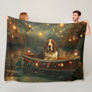 Basset Hound Christmas Festive Voyage Fleece Blanket