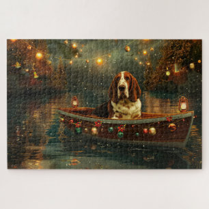 Basset Hound Christmas Festive Voyage Jigsaw Puzzle