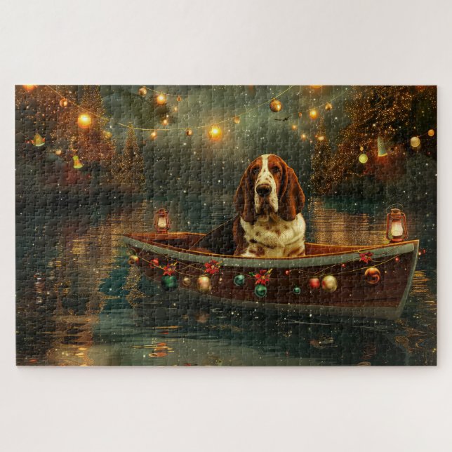 Basset Hound Christmas Festive Voyage Jigsaw Puzzle (Horizontal)