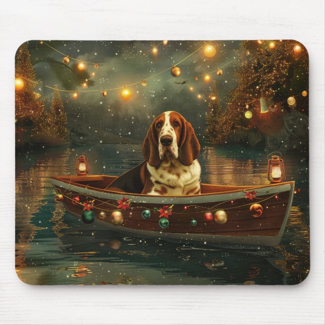Basset Hound Christmas Festive Voyage Mouse Pad (Front)