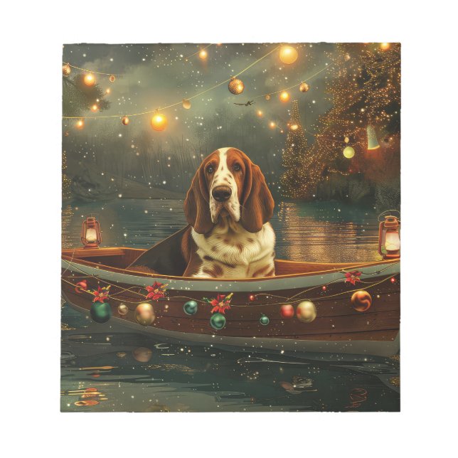Basset Hound Christmas Festive Voyage Notepad (Front)