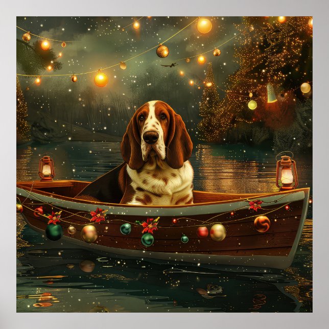 Basset Hound Christmas Festive Voyage Poster (Front)