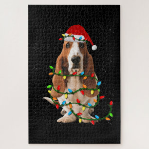 basset hound christmas funny basset hound dog love jigsaw puzzle