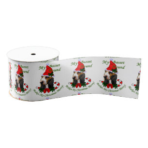 Basset Hound Christmas Grosgrain Ribbon