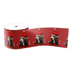 Basset Hound Christmas Grosgrain Ribbon