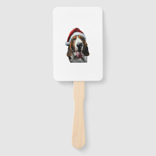 Basset Hound Christmas Hand Fan