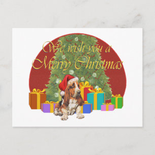Basset Hound Christmas Holiday Postcard