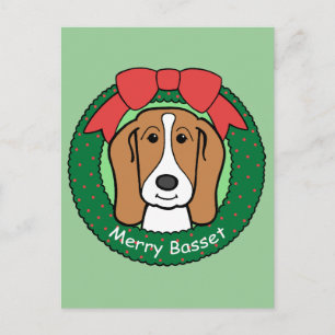 Basset Hound Christmas Holiday Postcard