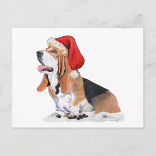 Basset Hound Christmas Holiday Postcard