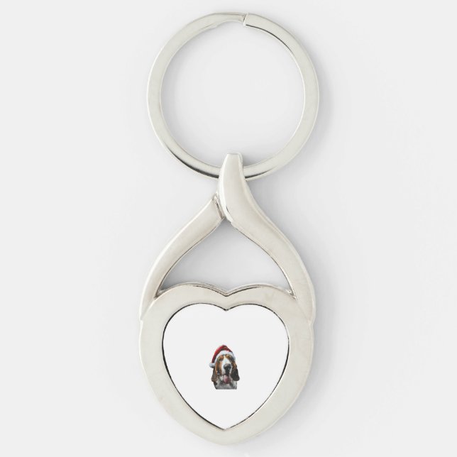 Basset Hound Christmas  Key Ring (Front)