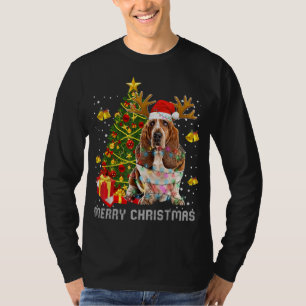 Basset Hound Christmas Lights Tree Santa Xmas Paja T-Shirt