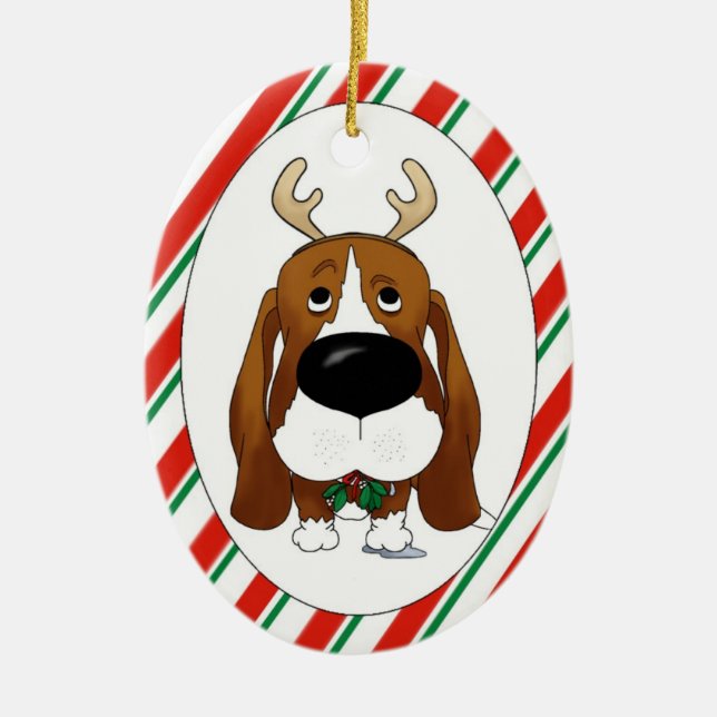 Basset Hound Christmas Ornament (Front)