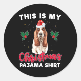 basset hound christmas pajama santa dog lover gift classic round sticker