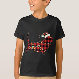 Basset Hound Christmas Red Plaid Buffalo Pyjamas X T-Shirt