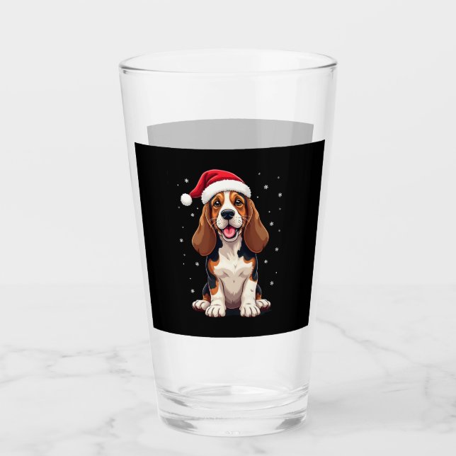 Basset Hound Christmas Tank Top Glass (Front)