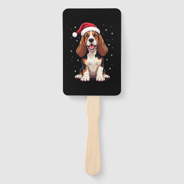 Basset Hound Christmas Tank Top Hand Fan (Front)