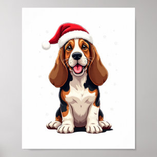 Basset Hound Christmas Tank Top Poster