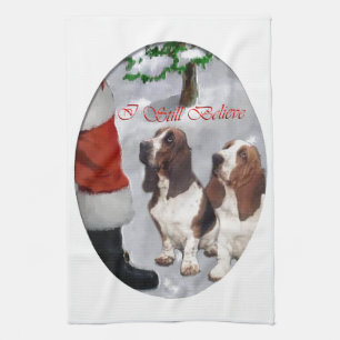 Basset Hound Christmas Tea Towel