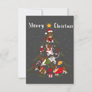 Basset Hound Christmas Tree Xmas Dog Lover Thank You Card