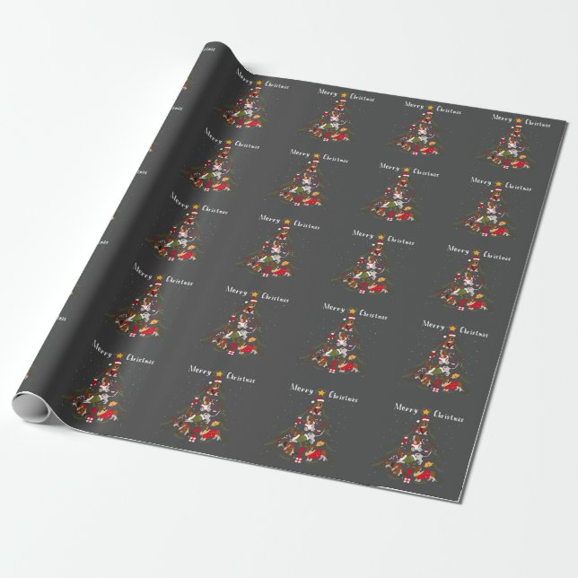 Basset Hound Christmas Tree Xmas Dog Lover  Wrapping Paper (Unrolled)