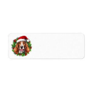 Basset Hound Christmas Wreath Return Address Label