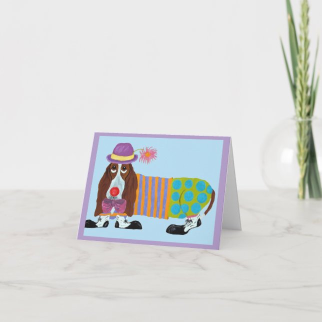 Basset Hound Clown  Invitation (Front)