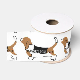 Basset Hound colour name silhouette Grosgrain Ribbon