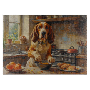 Basset Hound Cooking in Kitchen Cutting Board