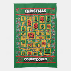 Basset Hound Countdown Christmas Advent Calendar Tea Towel