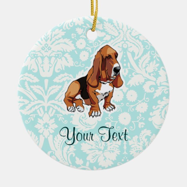 Basset Hound; Cute Ceramic Ornament (Front)